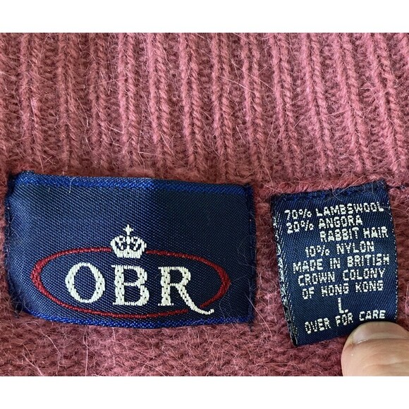 Vintage Y2K Lambswool Angora Blend Mauve Pink Cropped Boxy Cardigan Size Large L - Picture 9 of 10